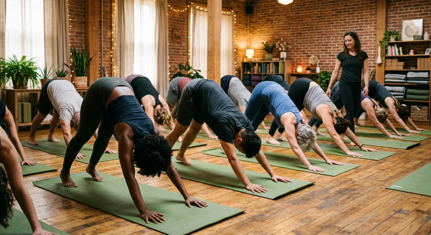Instructor guiding a Yin yoga class